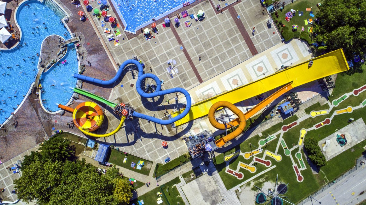 playing and winding water pools